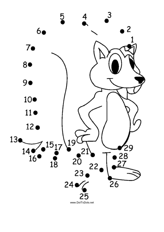 Toothy Squirrel Dot-To-Dot Sheet Printable pdf