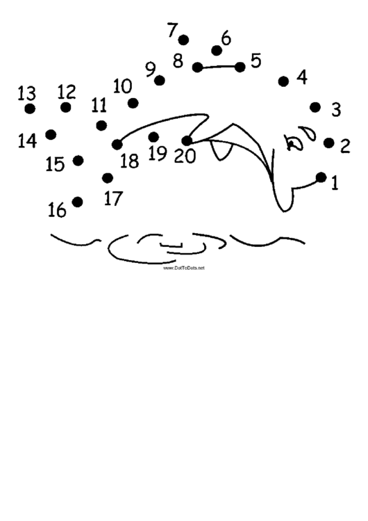 Leaping Dolphin Dot-To-Dot Sheet Printable pdf