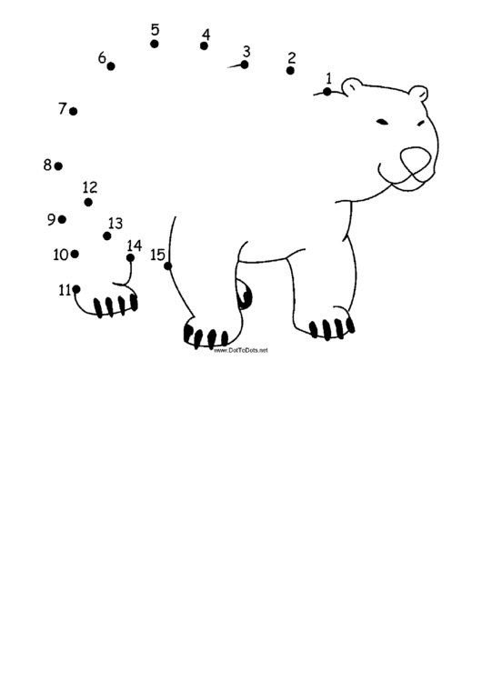 Smiling Polar Bear Dot-To-Dot Sheet Printable pdf