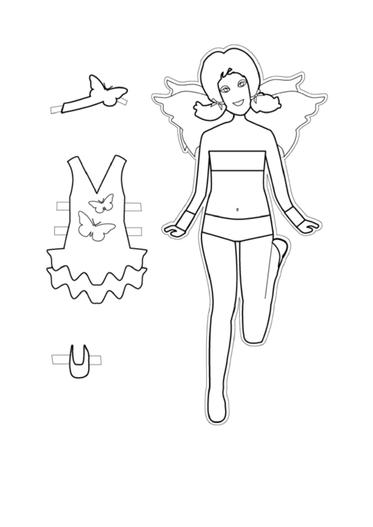 Fairy Paper Doll With Butterfly To Color