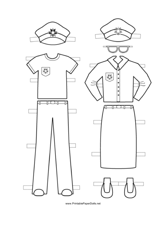 Policewoman Paper Doll Outfits To Color Printable pdf