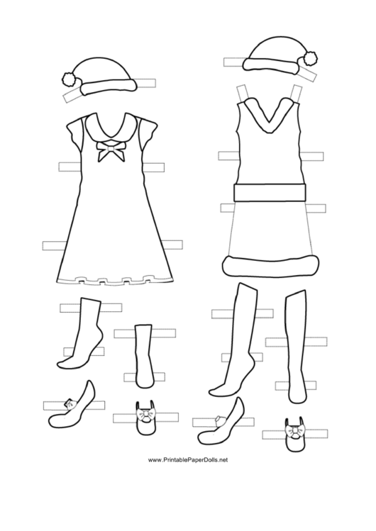 Christmas Paper Doll Outfit Template Printable pdf