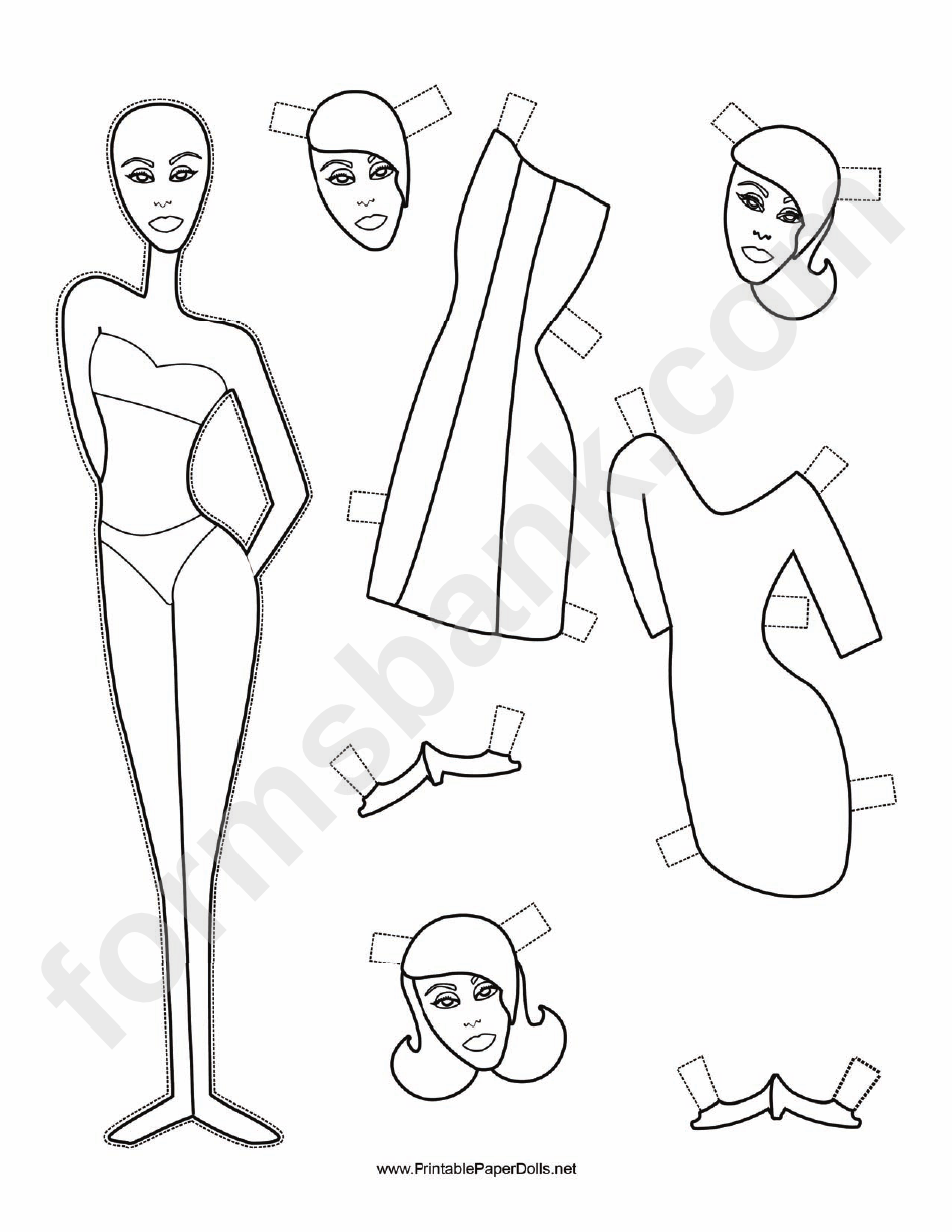 Fashion Paper Doll With Stripe To Color