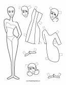 Fashion Paper Doll With Stripe To Color