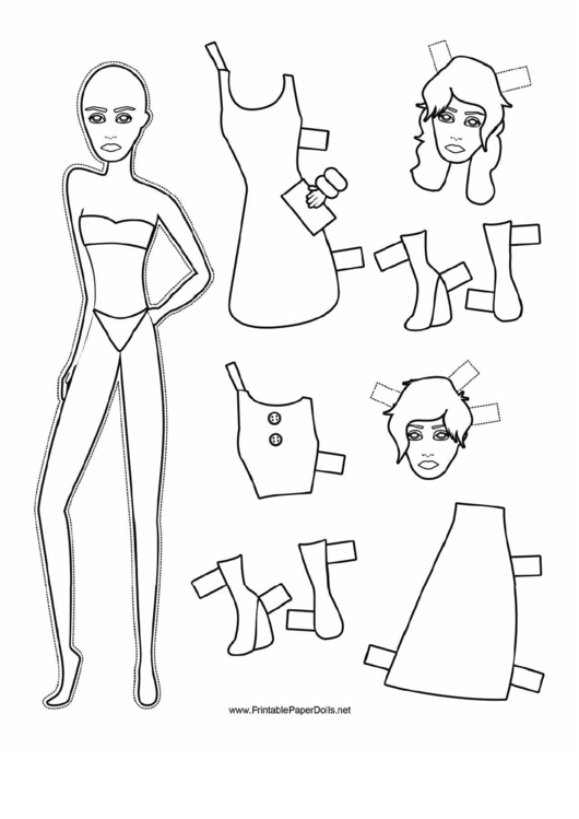 Fashion Paper Doll With Buttons To Color Printable pdf