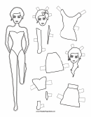 Fashion Paper Doll With Hair Bow To Color