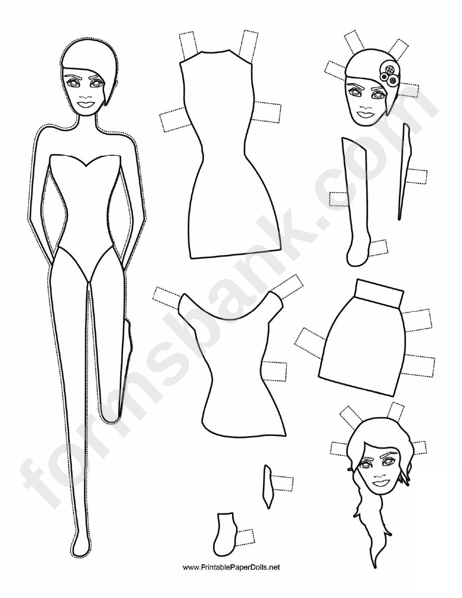 Fashion Paper Doll With Headpiece To Color