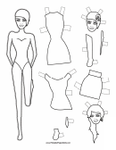 Fashion Paper Doll With Headpiece To Color