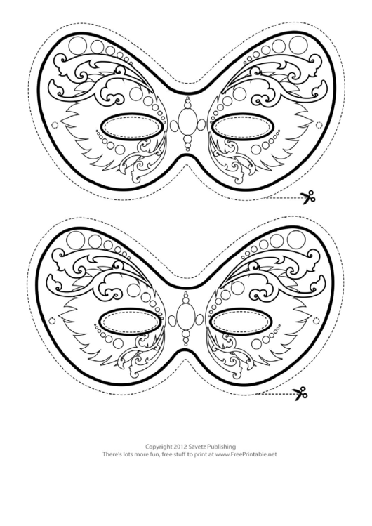 Mardi Gras Ornate Outline Mask Template Printable pdf