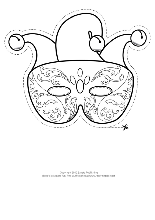 Mardi Gras Jester Outline Mask Template Printable pdf