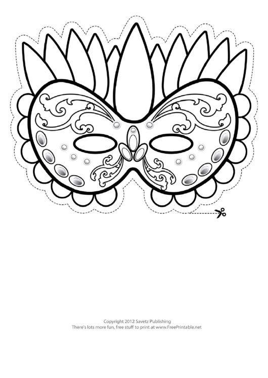 Mardi Gras Festive Outline Mask Template Printable pdf