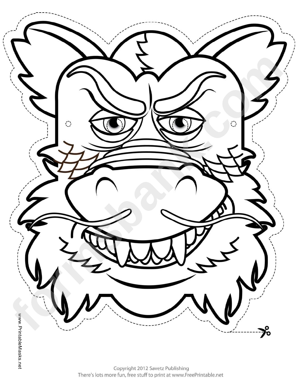 Dragon Chinese Outline Mask Template