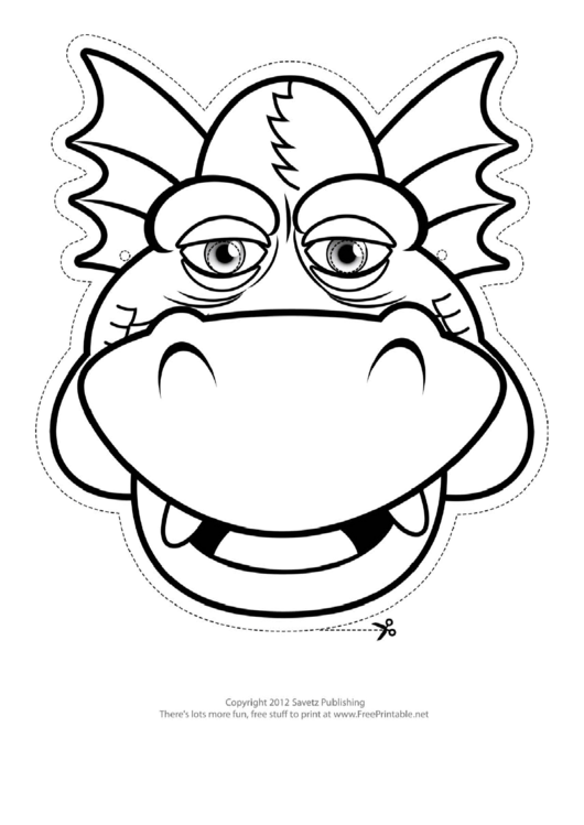 Dragon Grinning Outline Mask Template Printable pdf
