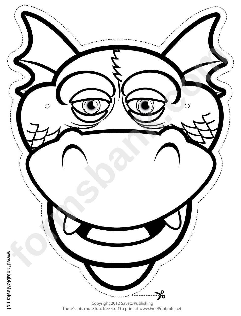 Dragon Silly Outline Mask Template