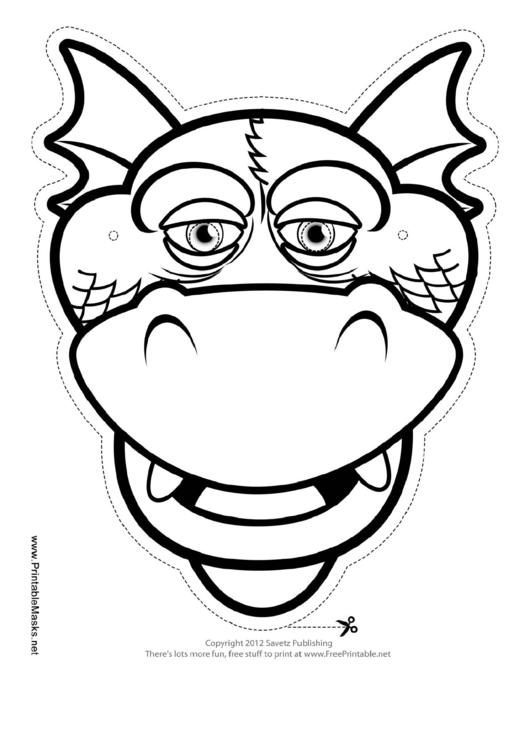Dragon Silly Outline Mask Template Printable pdf