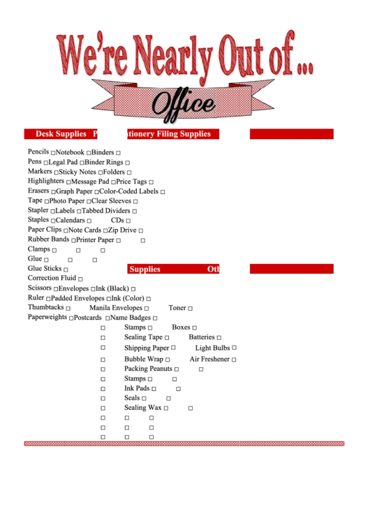 Office Stationery Inventory Template Printable pdf