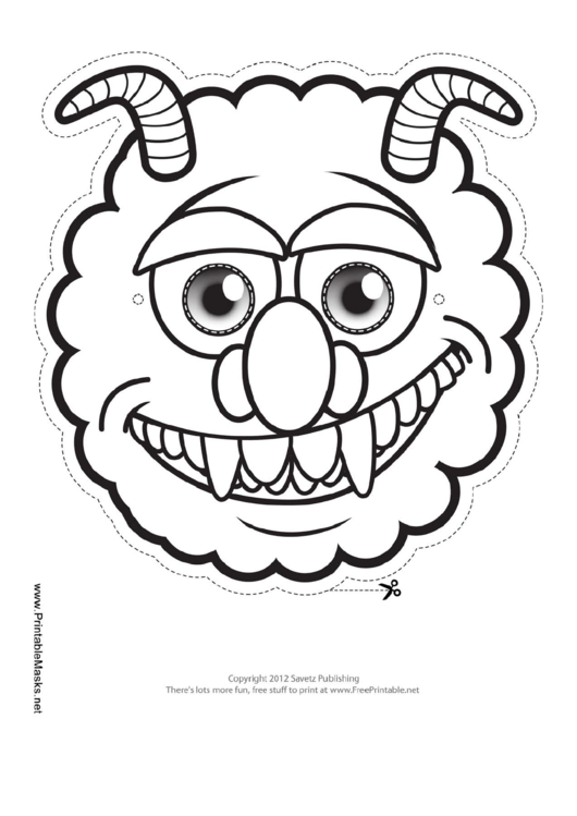 Monster Horns Outline Mask Template Printable pdf