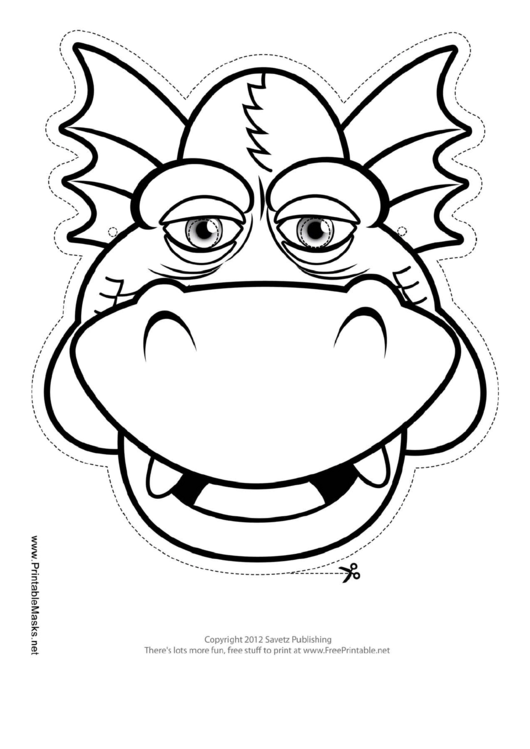 Dragon Smiling Outline Mask Template Printable pdf
