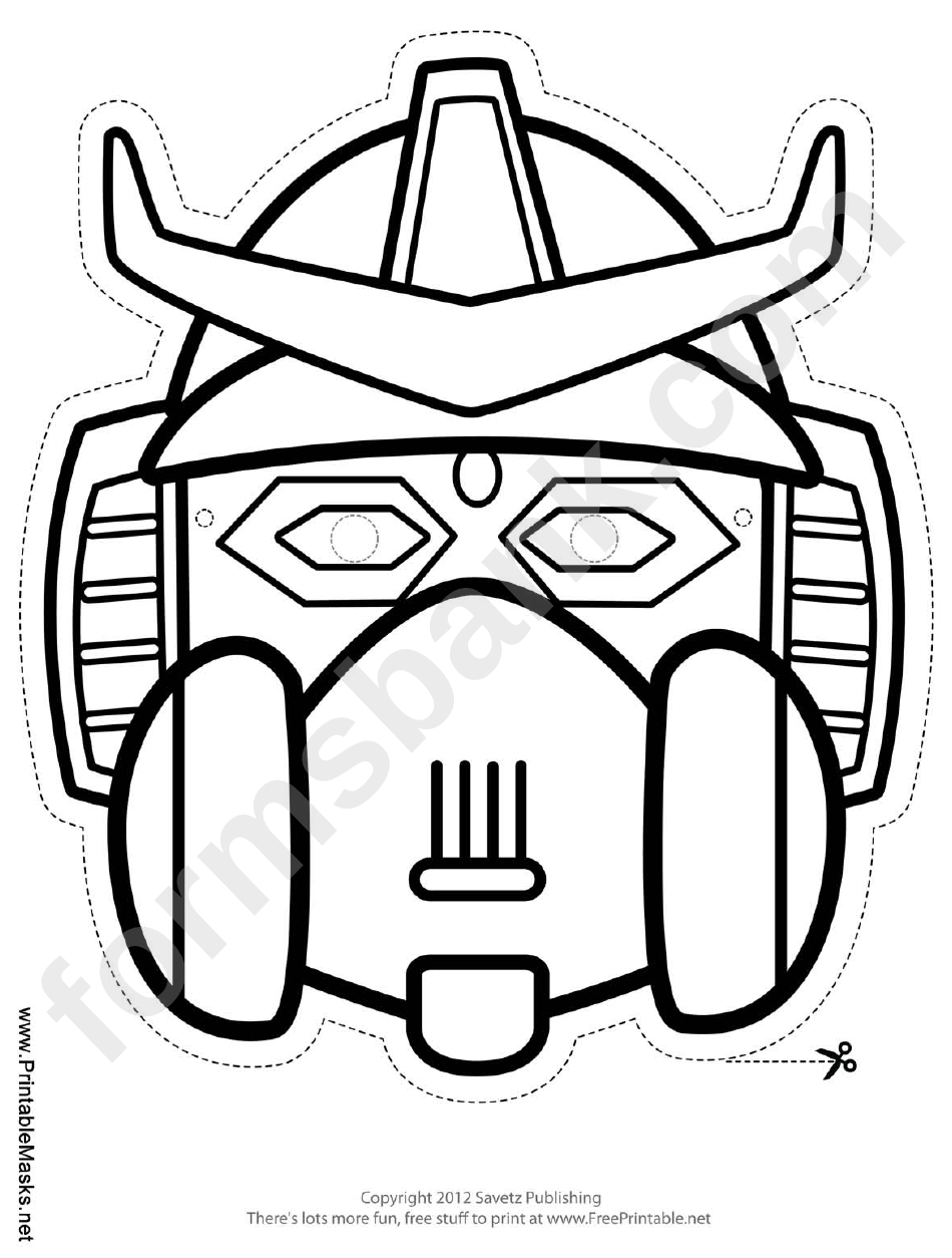 Robot Horns Crest Outline Mask Template