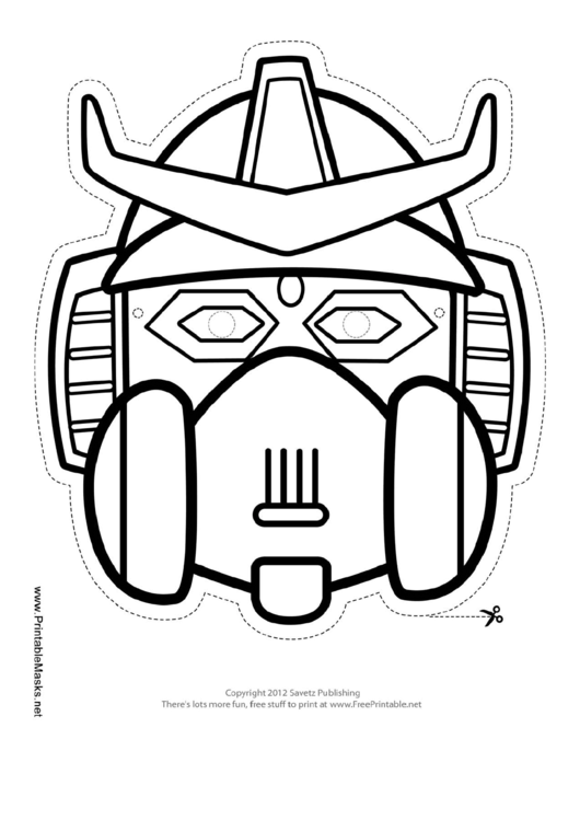 Robot Horns Crest Outline Mask Template Printable pdf