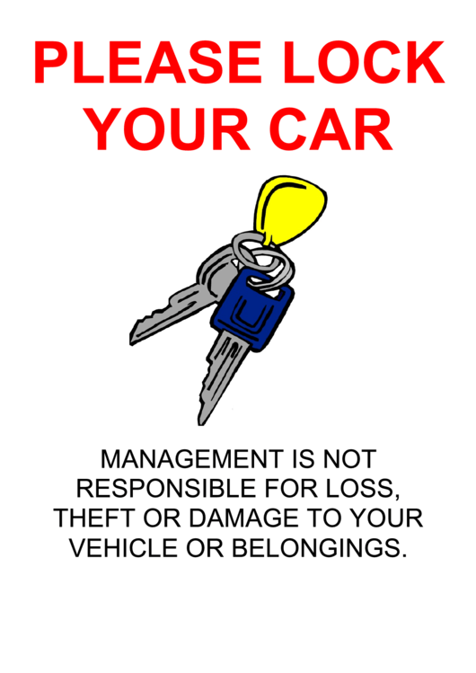 Please Lock Your Car Sign Printable pdf