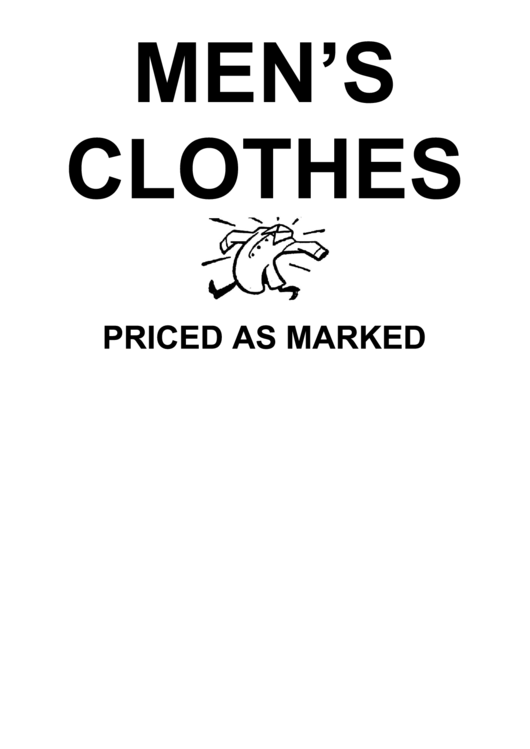 Mens Clothing Sale Sign Printable pdf