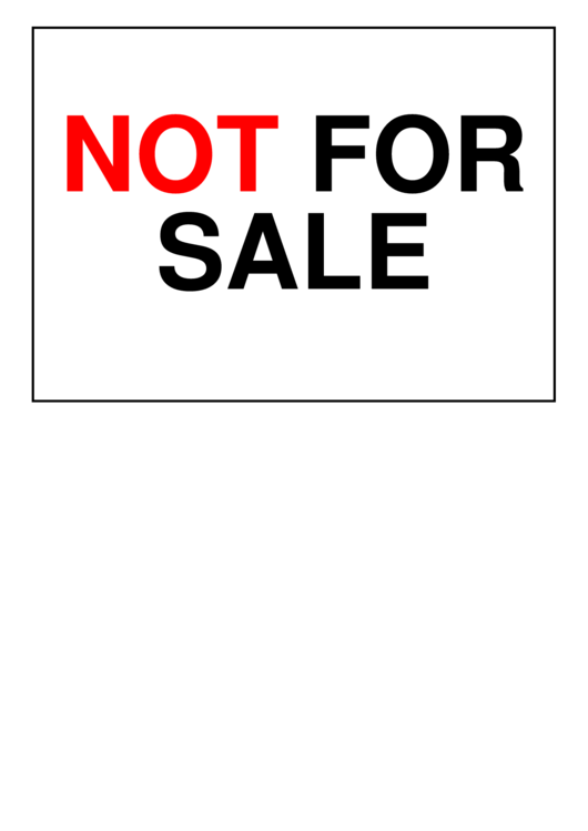 Not For Sale Sign Printable pdf