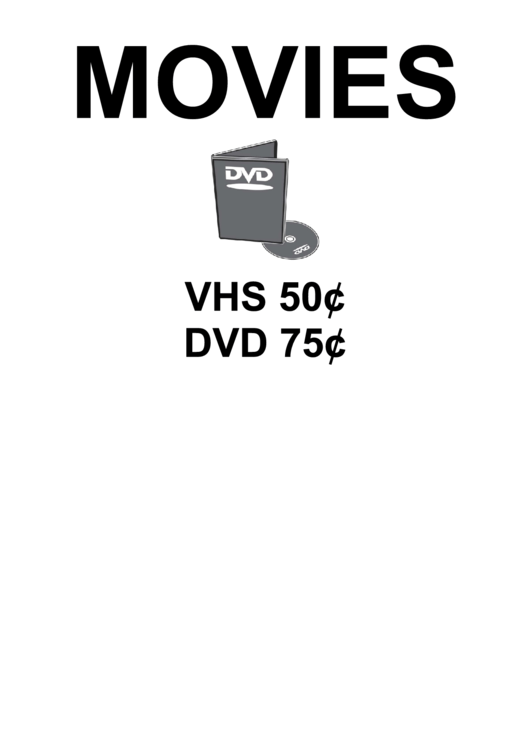 Movies For Sale Sign Printable pdf
