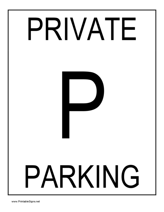 Private Parking Sign Printable pdf
