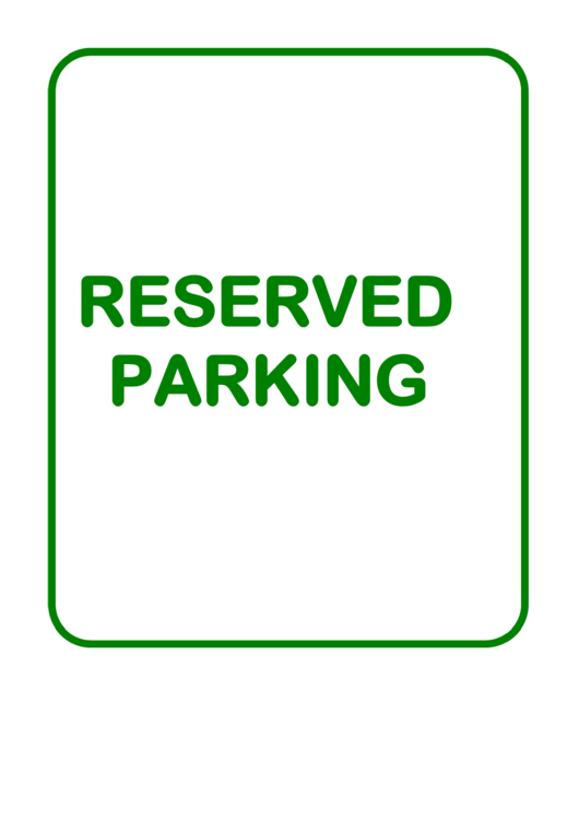 Reserved Parking Sign Green Printable pdf