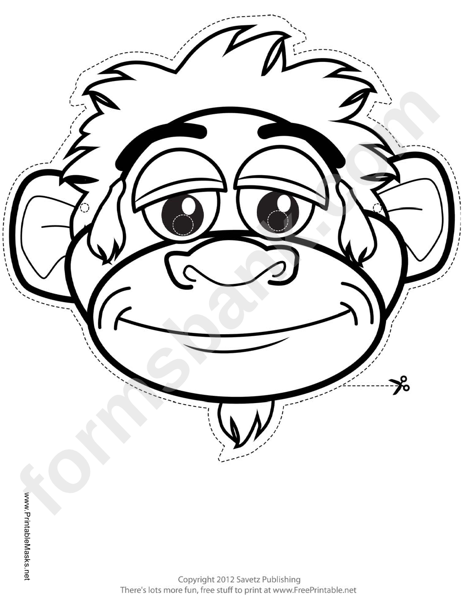 Monkey Mask Outline Template
