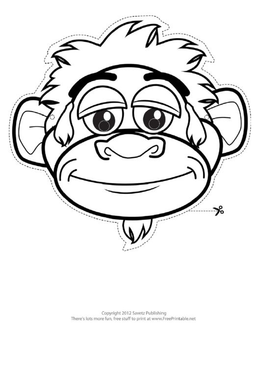 Monkey Mask Outline Template Printable pdf