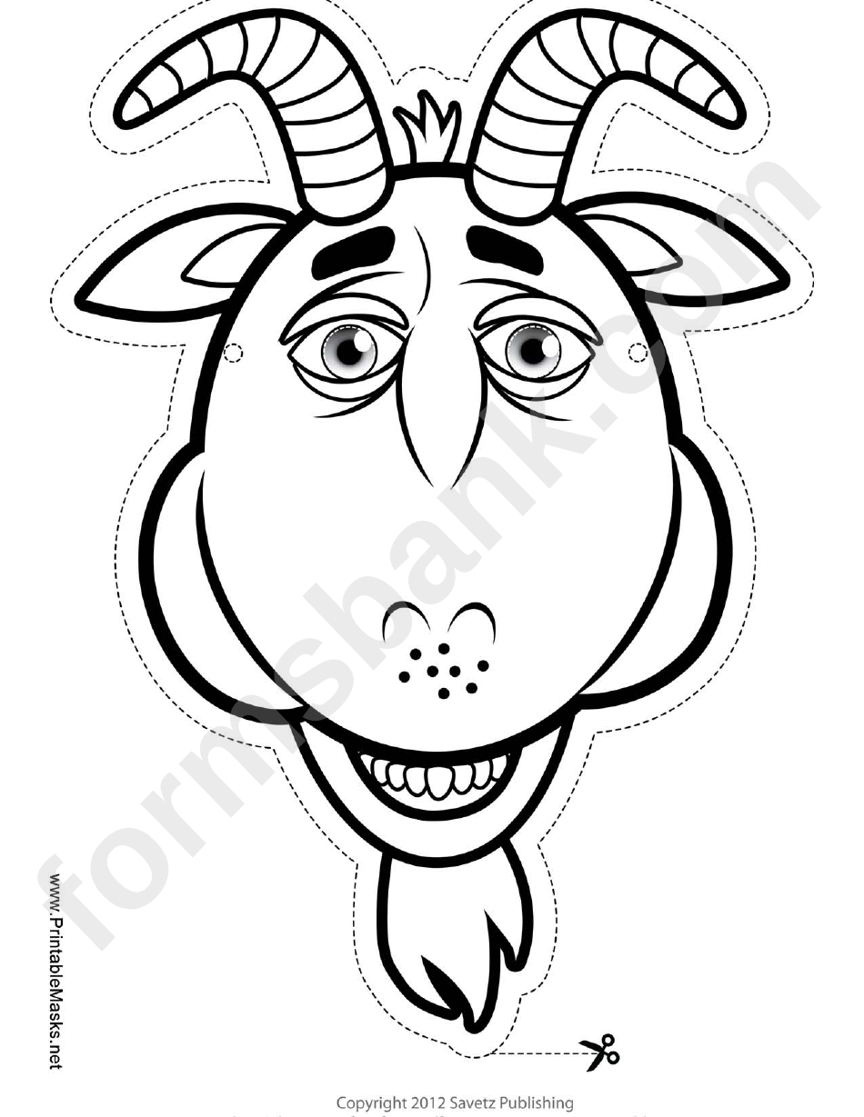 Goat Mask Outline Template