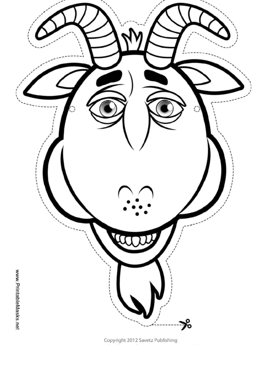 Goat Mask Outline Template Printable pdf