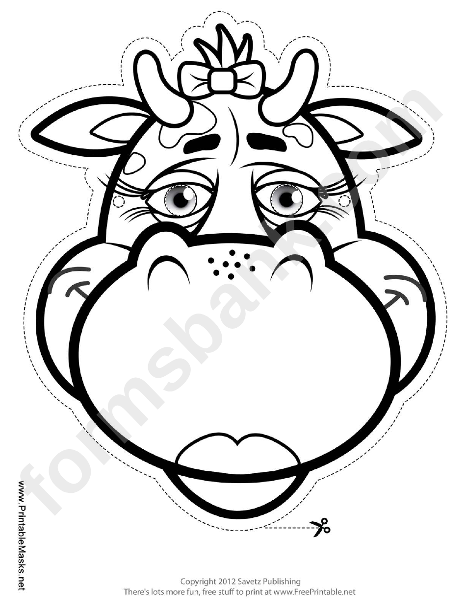 Cow Ribbon Mask Outline Template