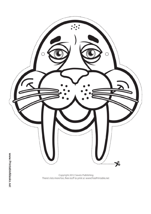 Walrus Mask Outline Template Printable pdf