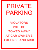 Private Parking Red Sign