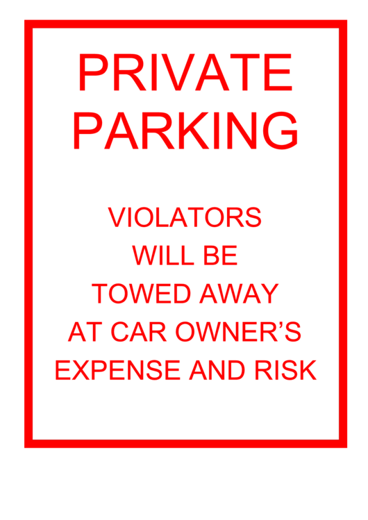 Private Parking Red Sign Printable pdf
