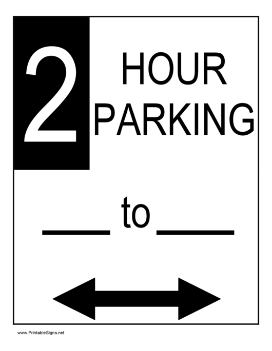 2 Hour Parking Sign Printable pdf
