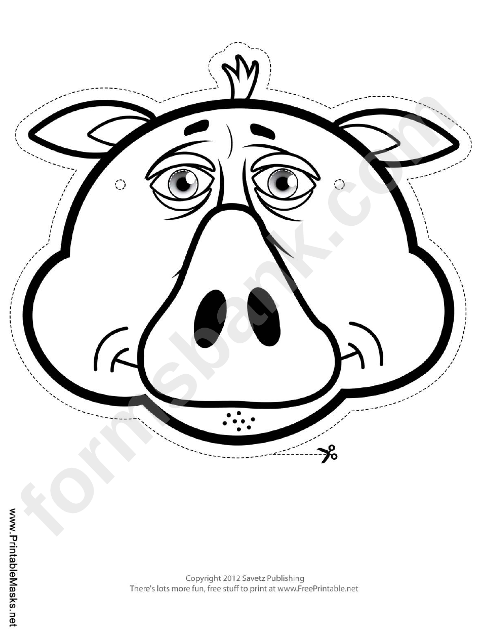 Pig Mask Outline Template