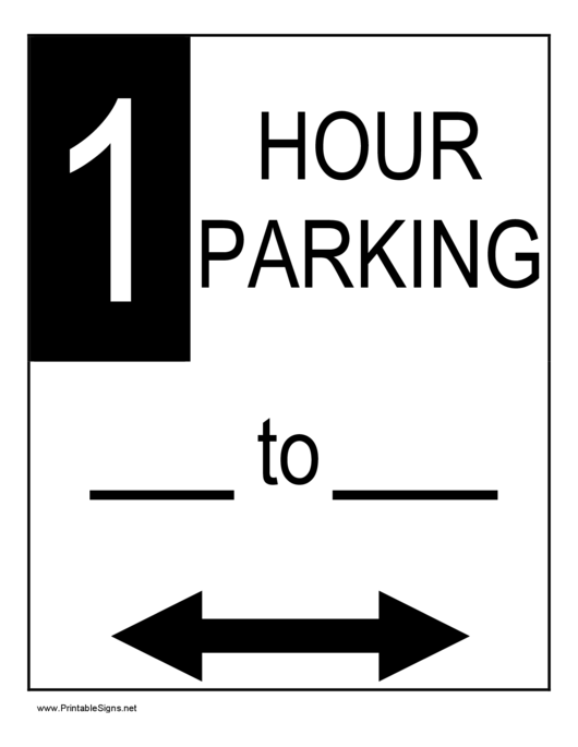 1 Hour Parking Sign Printable pdf
