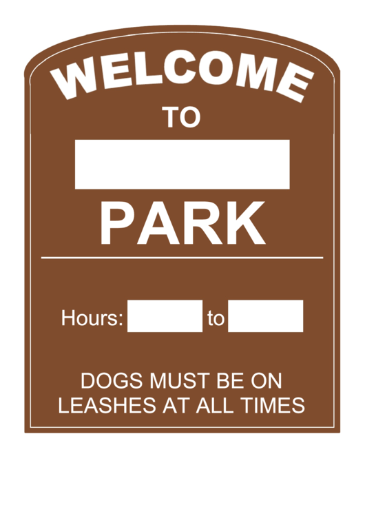 Welcome To Park Sign Printable pdf