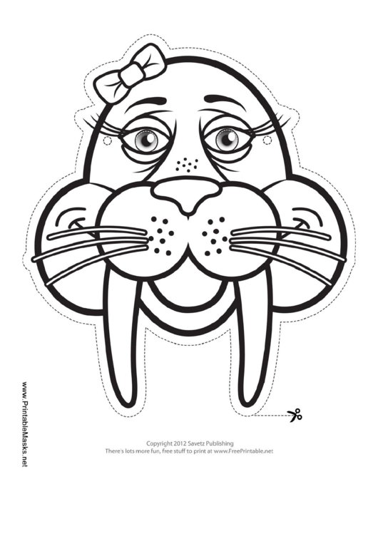 Walrus Bow Mask Outline Template Printable pdf