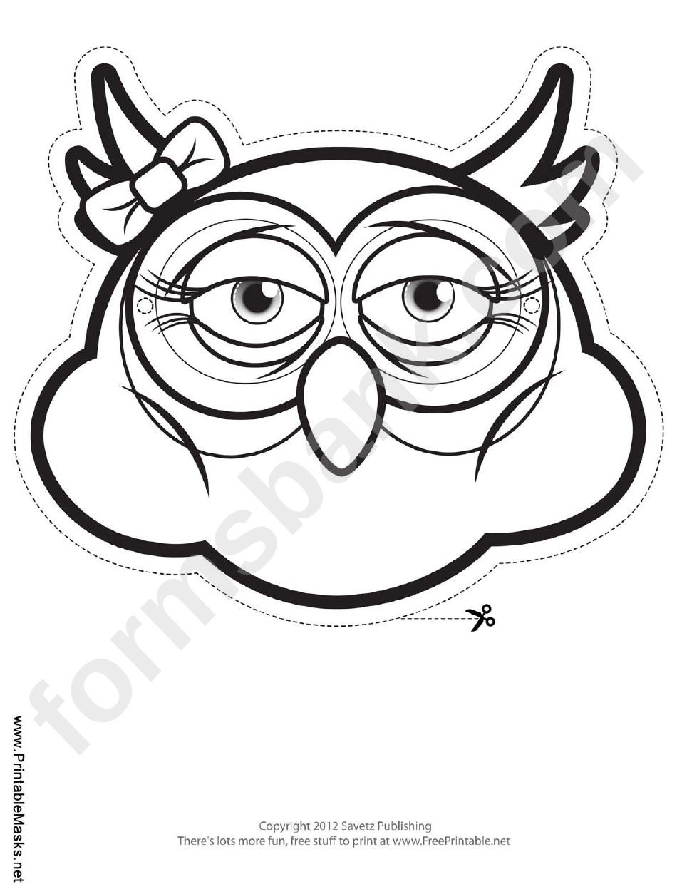 Owl Bow Mask Outline Template
