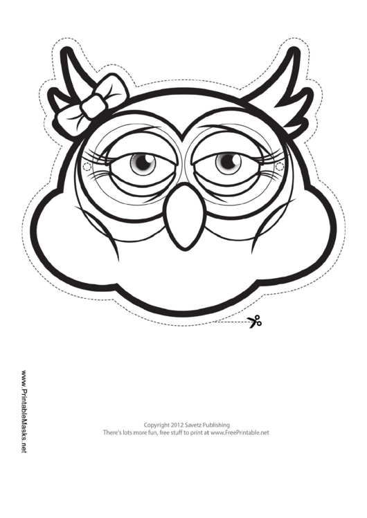 Owl Bow Mask Outline Template