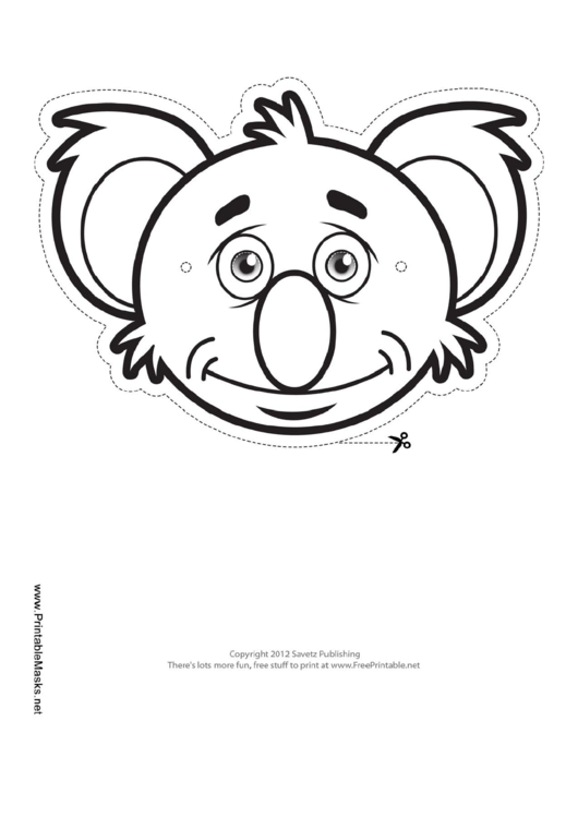 Koala Mask Outline Template Printable pdf