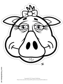 Pig Bow Mask Outline Template