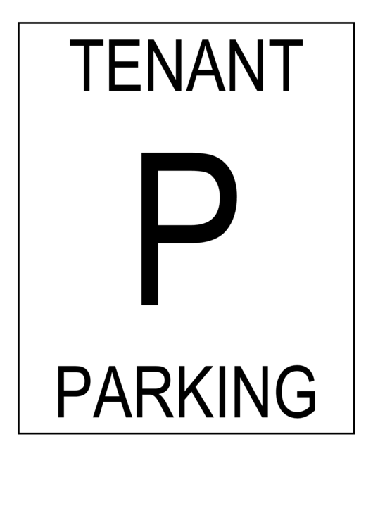 Tenant Parking Black And White Sign