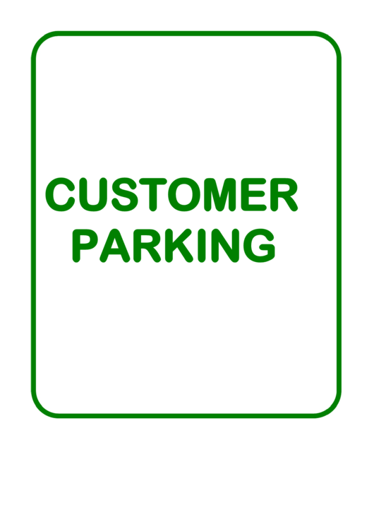 Customer Parking Green Sign Printable pdf