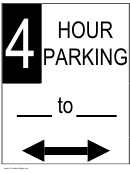 4 Hour Parking Sign